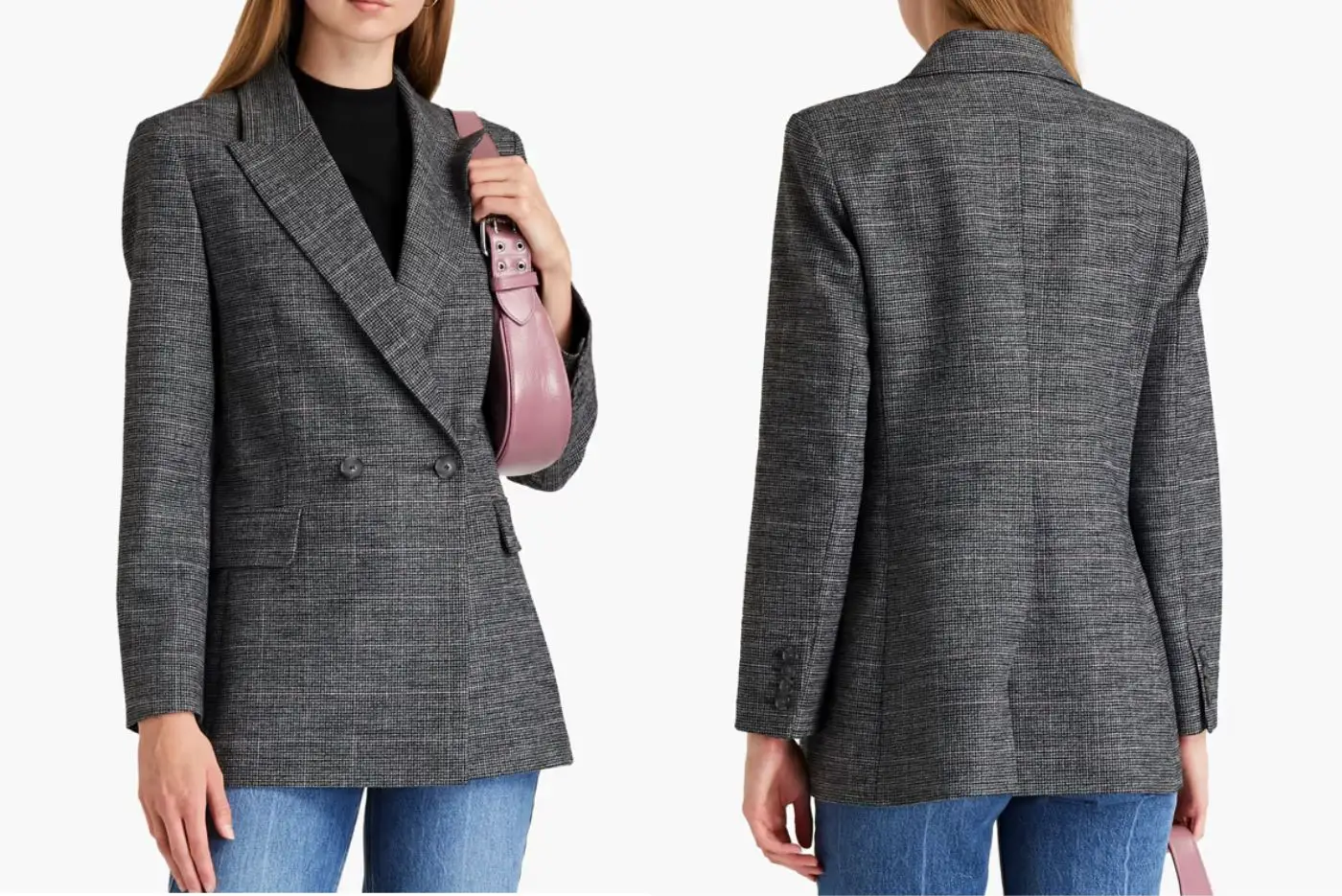 Kate Middleton, The Princess of Wales, wore Maje Double-breasted houndstooth tweed blazer