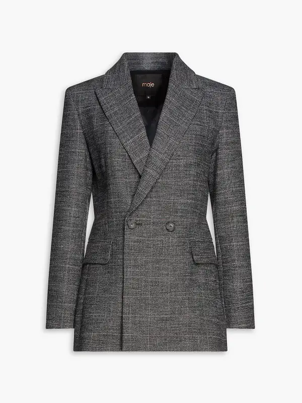 Kate Middleton wore Maje Double-breasted houndstooth tweed blazer