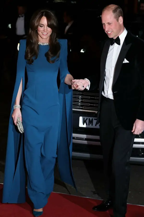 Catherine, Princess of Wales and Prince William, Prince of Wales arrive to attend the Royal Variety Performance at the Royal Albert Hall in London