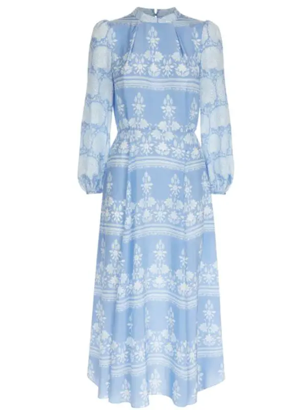 Beulah London Cornflower Blue 'Sonia' Blouson Sleeve Dress