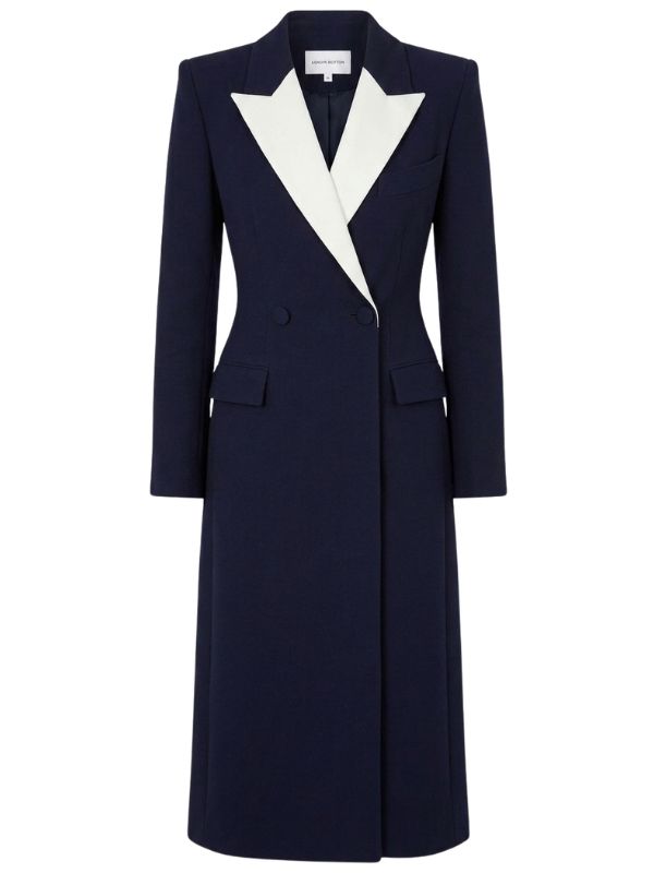 【ALEXANDER McQUEEN】 紺 フレアコート 金ボタン 40 伊製 McQ Alexander McQUEEN Back Lace Up Coat Black 40 (K-132604)
